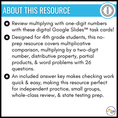 Multiply with One-Digit Numbers Google Slides | 4th Grade Math Digital Task Cards Multiplication Activity
