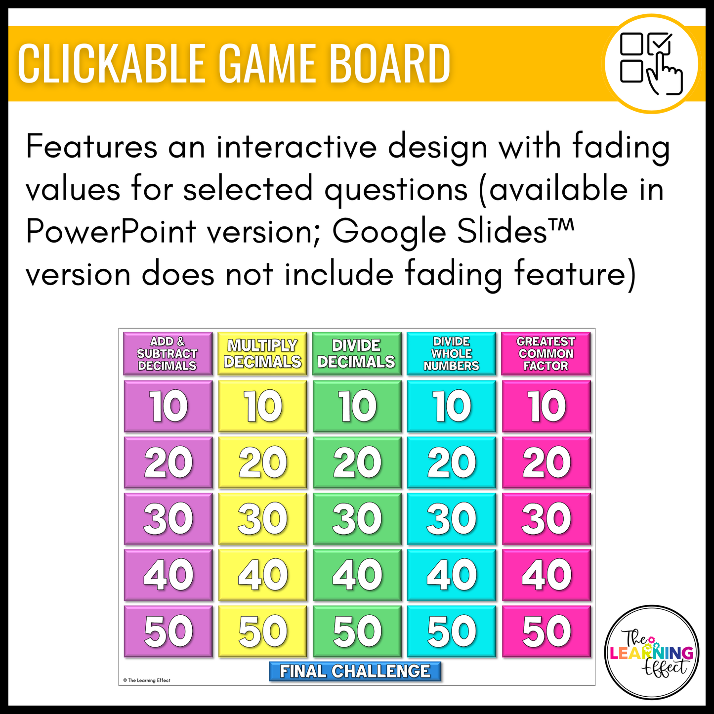 Decimal Operations and Division Game Show | 6th Grade Math Test Prep Activity | FREE