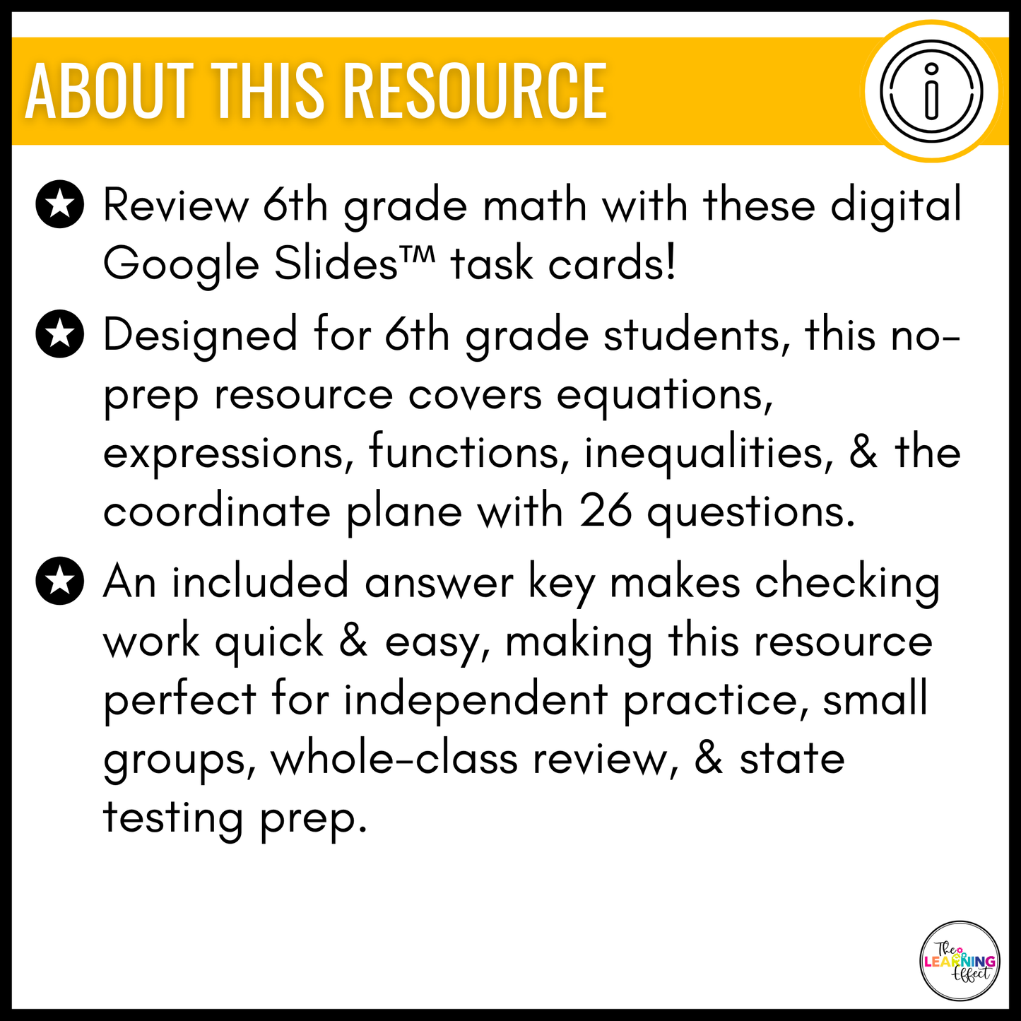 6th Grade Math Spiral Review #2 Google Slides | Digital Task Cards Test Prep Activity