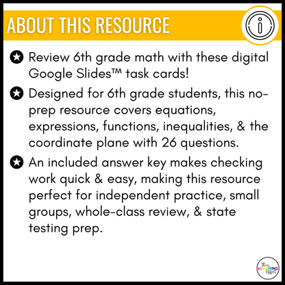 6th Grade Math Spiral Review #2 Google Slides | Digital Task Cards Test Prep Activity
