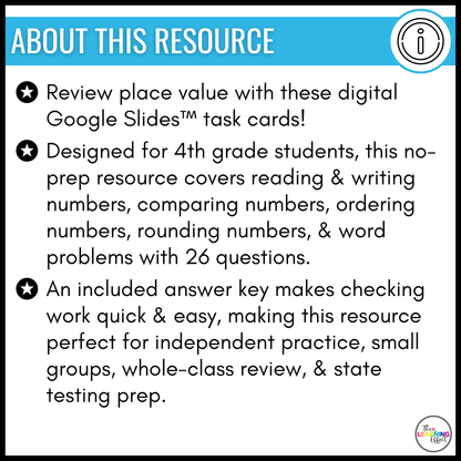 Place Value Google Slides | 4th Grade Math Digital Task Cards Review Activity