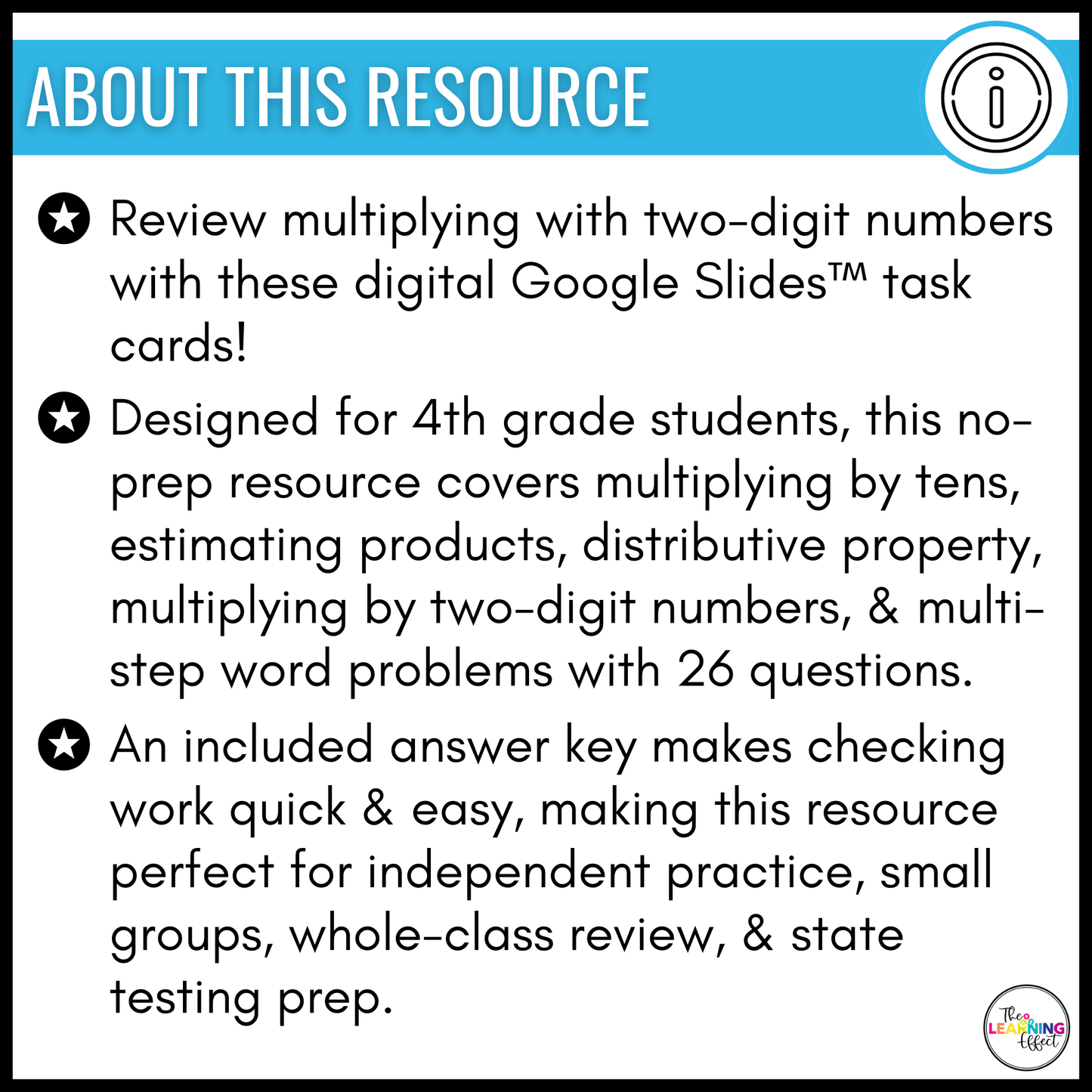 Multiply with Two-Digit Numbers Google Slides | 4th Grade Math Digital Task Cards Multiplication Activity