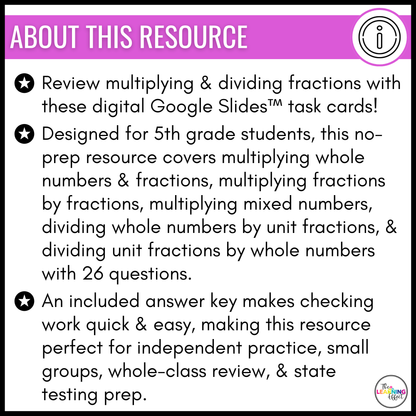 Multiplying and Dividing Fractions Google Slides | 5th Grade Digital Task Cards