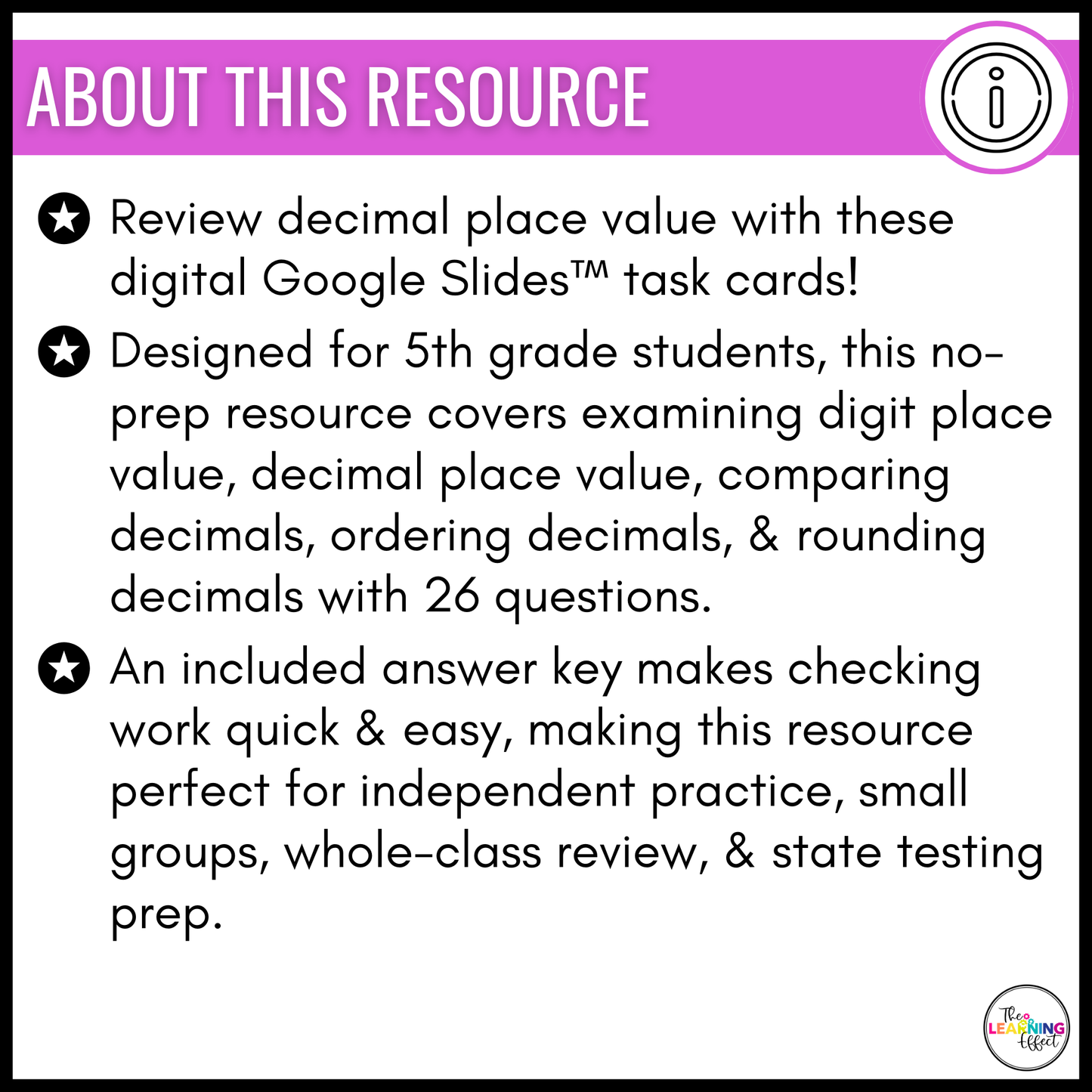 Decimal Place Value Google Slides | 5th Grade Digital Task Cards Math Activity
