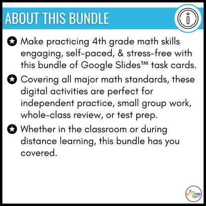 4th Grade Math Google Slides BUNDLE | All Standards Digital Task Cards Activities