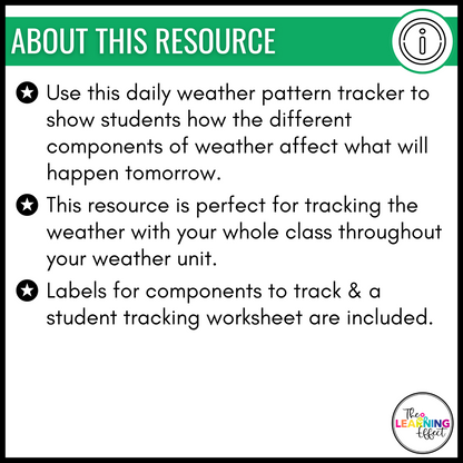 Daily Weather Tracker Data Chart | Bulletin Board Display and Log Worksheet