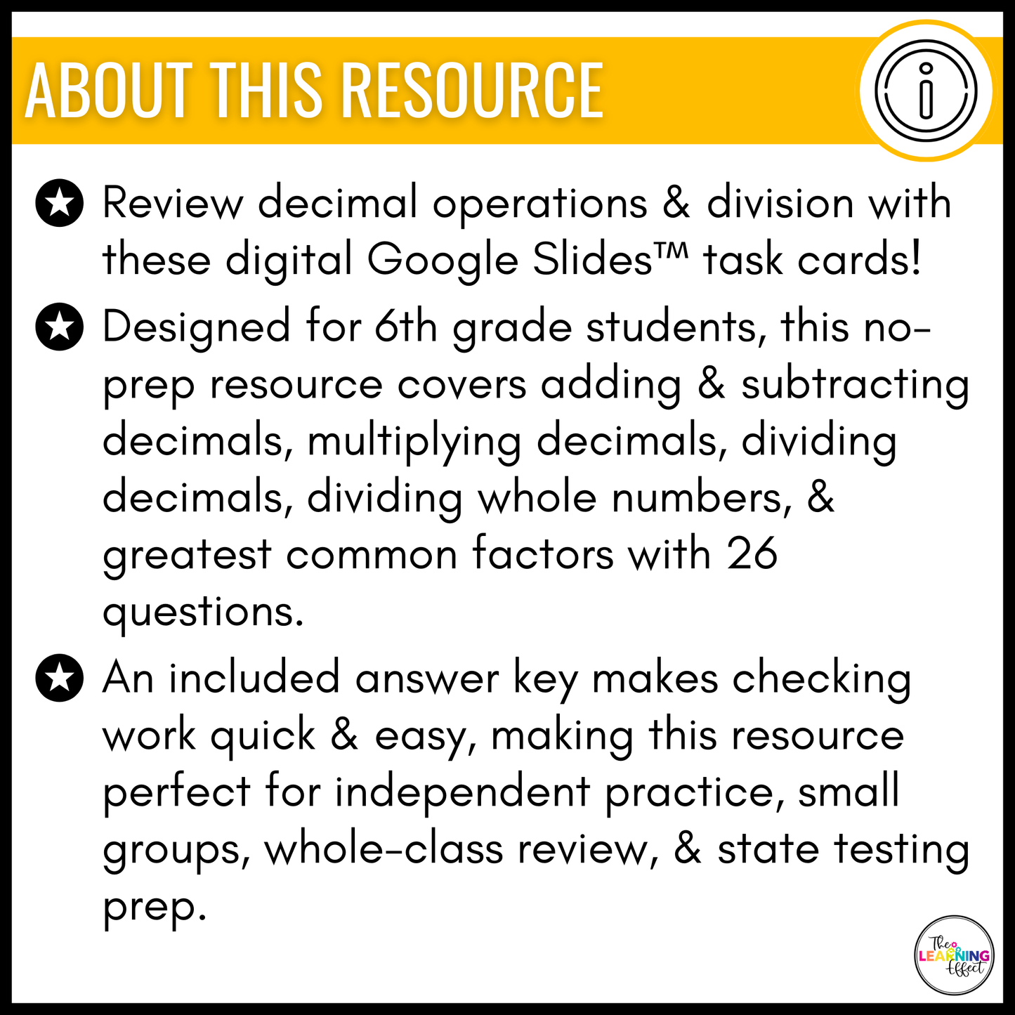 Decimal Operations and Division Google Slides | 6th Grade Digital Task Cards Activity