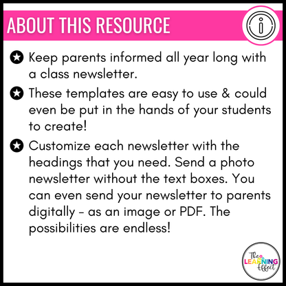 Classroom Newsletter Templates Editable | Weekly or Monthly Parent Communication