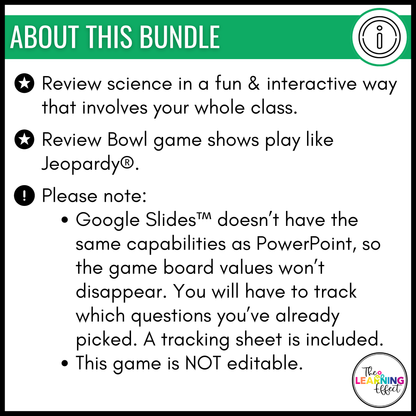 Science Game Show Test Prep BUNDLE | Upper Elementary Review Activities