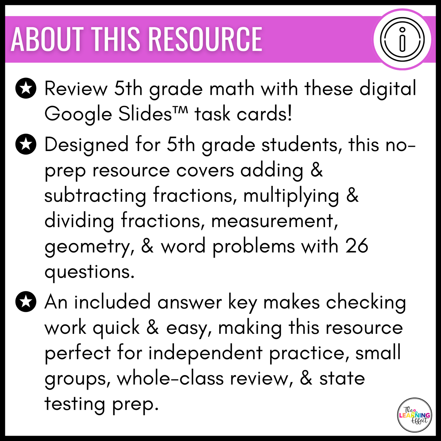 5th Grade Math Spiral Review #3 Google Slides | Digital Task Cards Test Prep Activity