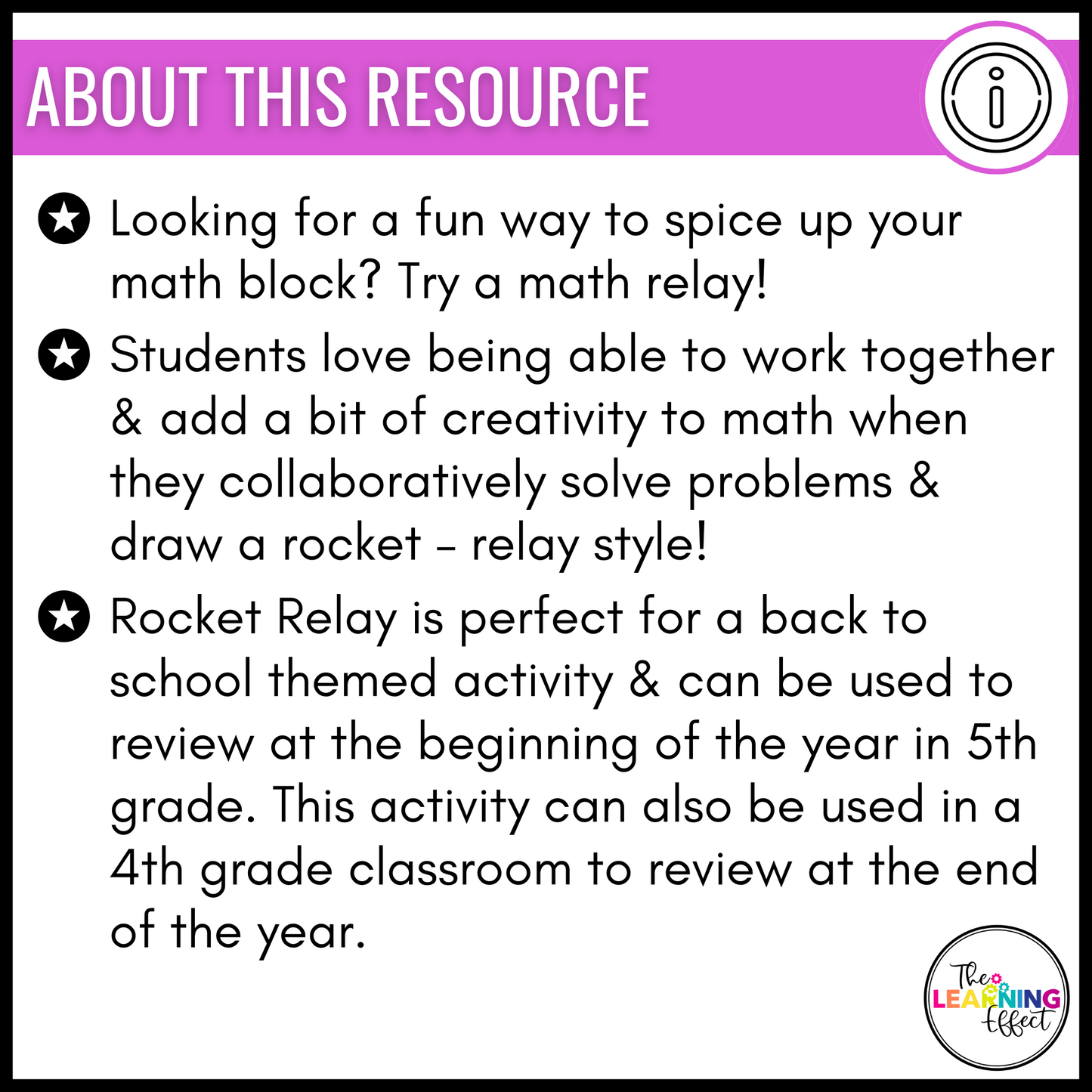 Back to School Math Game for 5th Grade | 4th Grade No Prep Review Relay Activity