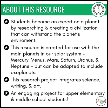 Planets of the Solar System Research Project | Outer Space Science Activity