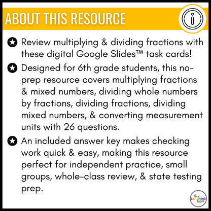 Multiplying and Dividing Fractions Google Slides | 6th Grade Digital Task Cards
