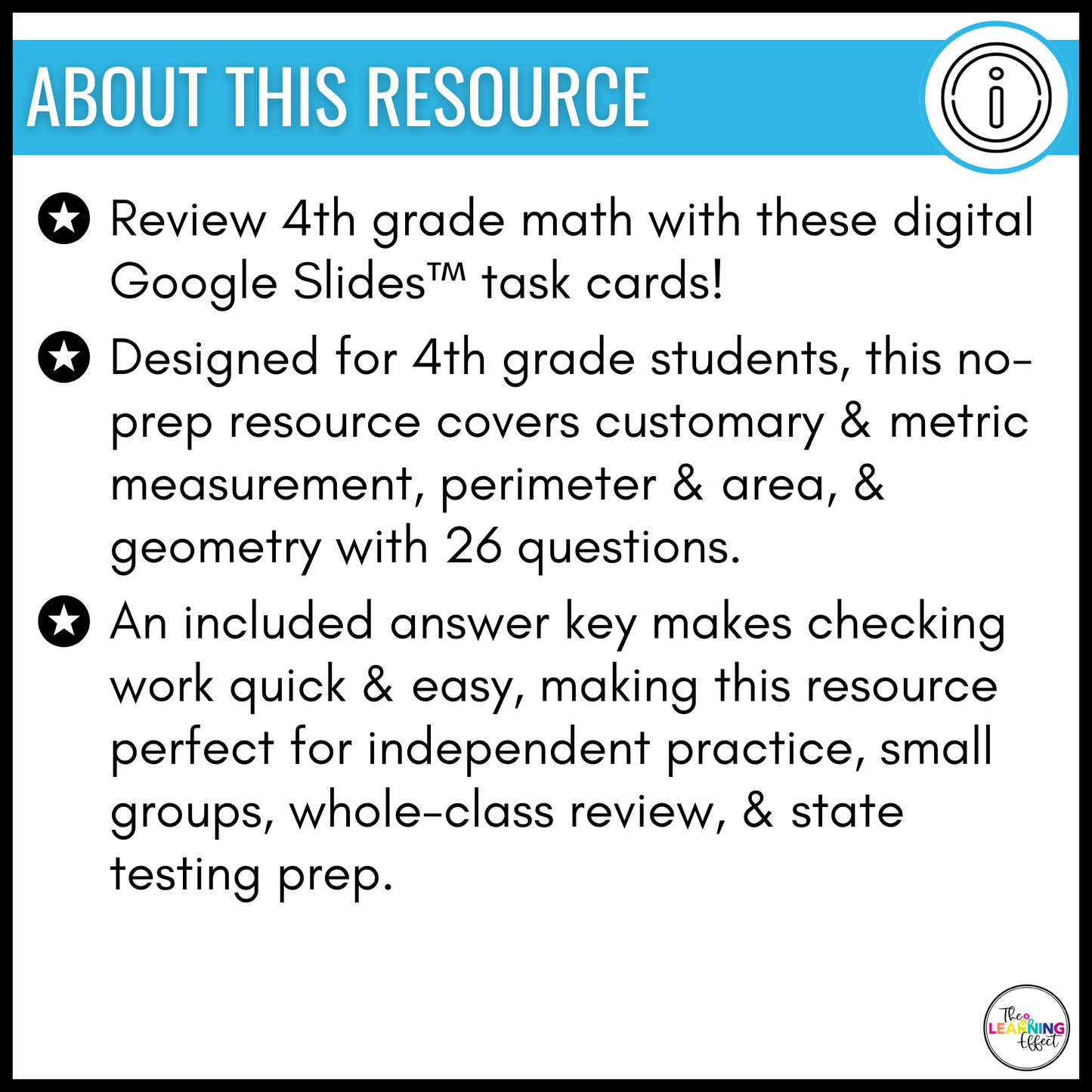 4th Grade Math Spiral Review #3 Google Slides | Digital Task Cards Test Prep Activity