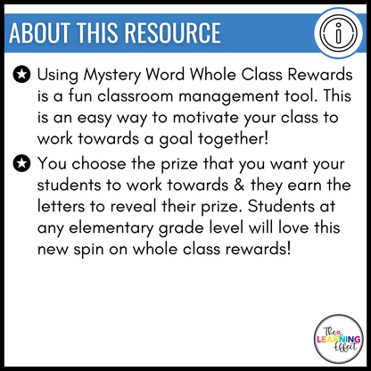 Whole Class Reward System | Mystery Word Classroom Behavior Management Incentive