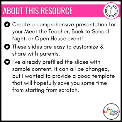 Meet the Teacher, Open House, or Back to School Night Slideshow | Google Slides and PPT