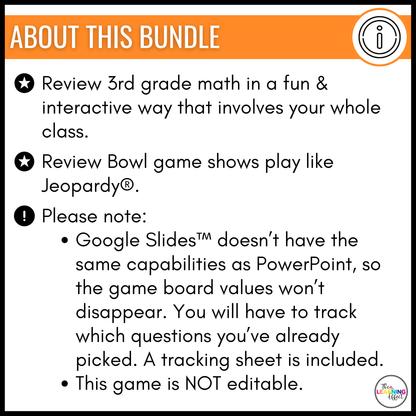 3rd Grade Math Spiral Review #1-3 Game Shows BUNDLE | End of Year Test Prep Activities