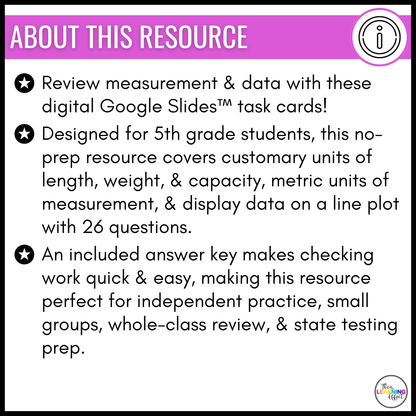 Measurement and Data Google Slides | 5th Grade Digital Task Cards Math Activity