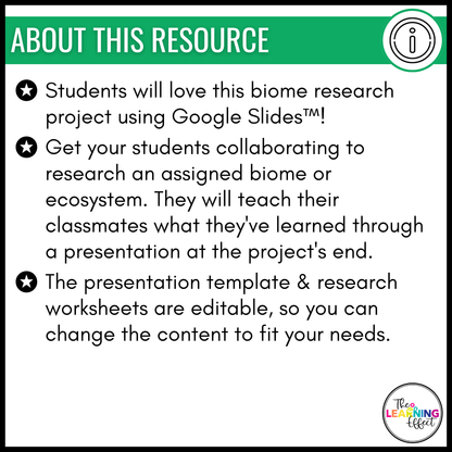 Biome Ecosystem Research Project for Google Slides | Science Activity