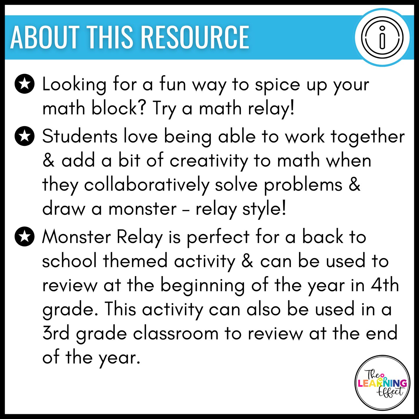 Back to School Math Game for 4th Grade | 3rd Grade No Prep Review Relay Activity