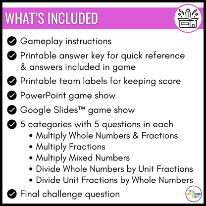 Multiplying and Dividing Fractions Game Show | 5th Grade Math Review Activity