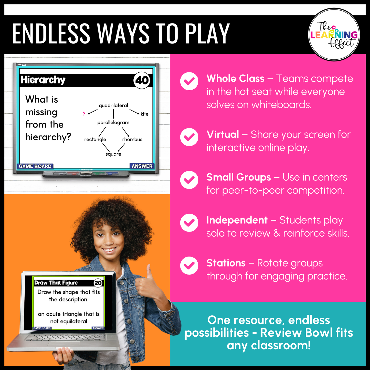 2D Shapes Geometry Game Show | 5th Grade Math Test Prep Activity