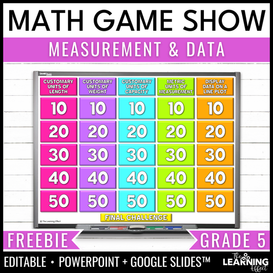 Measurement & Data Game Show | 5th Grade Math Review Test Prep Activity | FREE