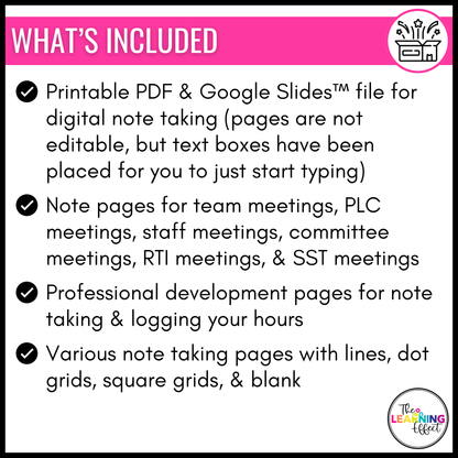 Teacher Meeting Notes | Professional Development Notes | PLC, Staff, Committee, RTI