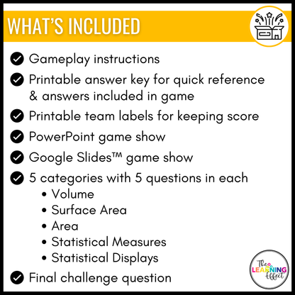 6th Grade Math Spiral Review #3 Game Show | End of Year Test Prep Activity