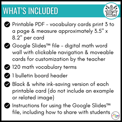 Financial Literacy Vocabulary Word Wall | Printable Cards & Digital Google Slides