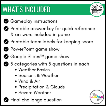 Weather Game Show | Science Review Test Prep Activity