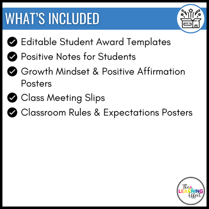 Positive Classroom BUNDLE | Affirmations, Posters, Student Awards, Notes, Rules