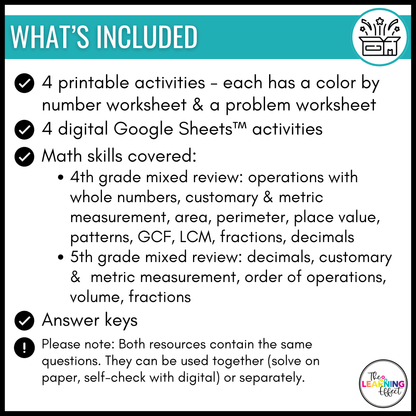 Back to School Math Activities Color by Number and Pixel Art BUNDLE