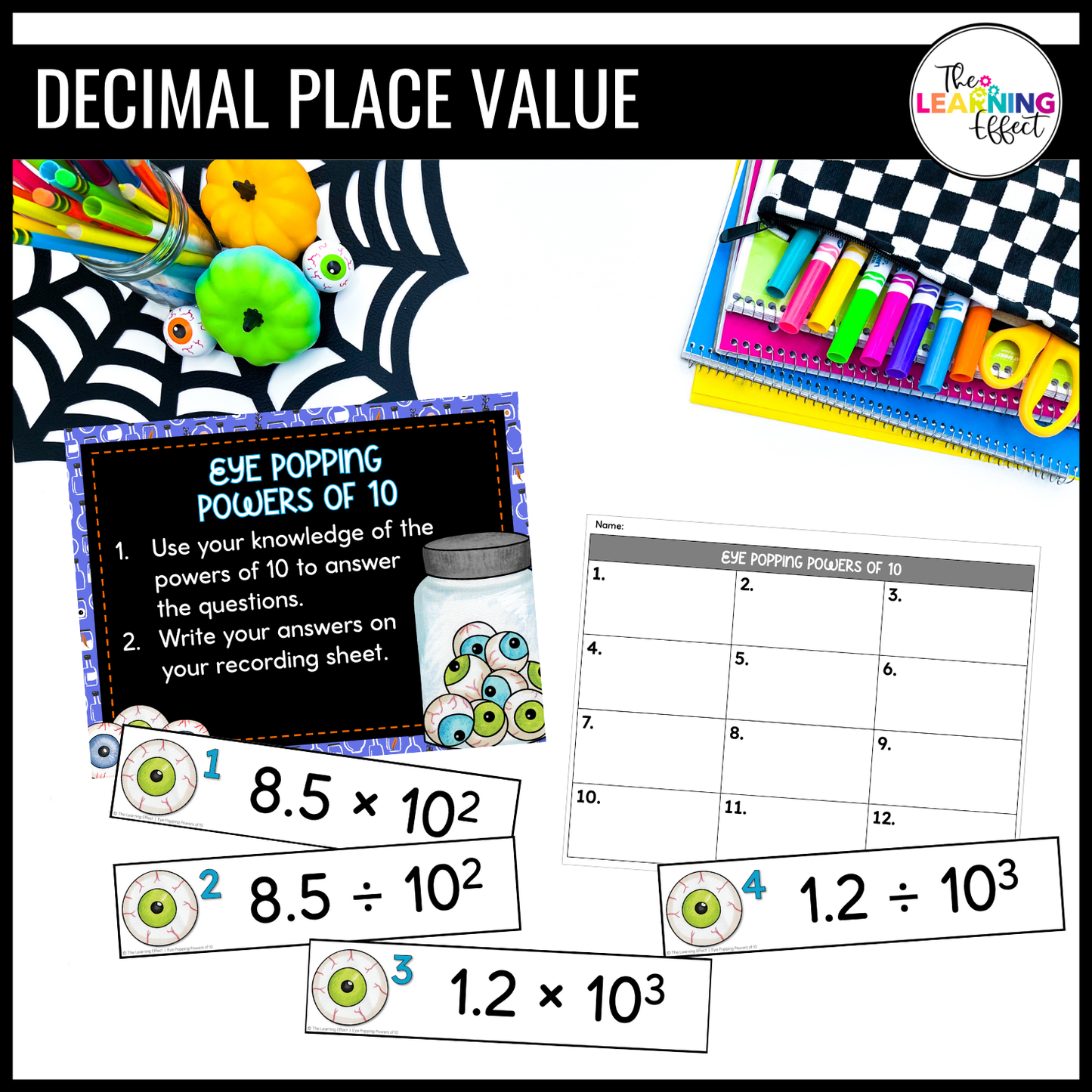 Halloween Math Centers Activities Games 5th Grade | Decimals, Division