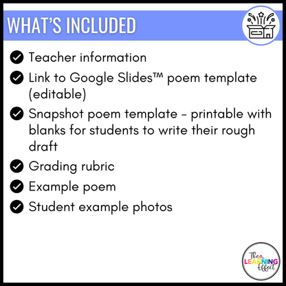 Student Snapshot Poem | All About Me Activity | End of the Year or Back to School