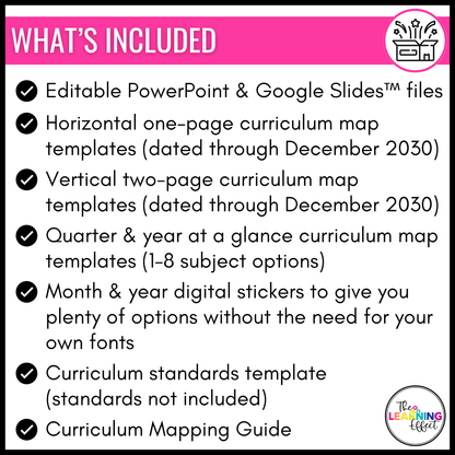 Curriculum Map and Pacing Guide Templates | Editable School Year Planning Calendar