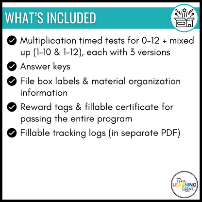 Multiplication Timed Tests | Math Fact Fluency Practice Worksheets and Tracker