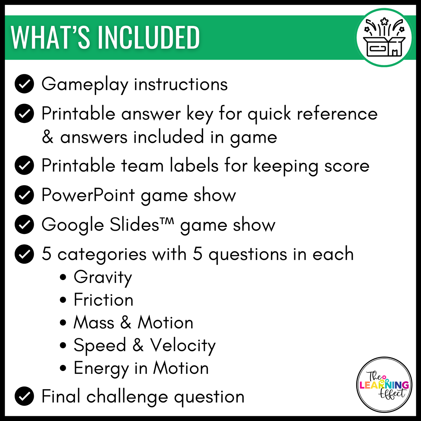 Force and Motion Game Show | Science Review Test Prep Activity