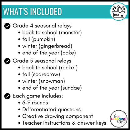 Math Review Relay Games BUNDLE for 4th and 5th Grades | No Prep Whole Class Activities