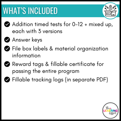 Addition Timed Tests | Math Fact Fluency Practice Worksheets and Tracker