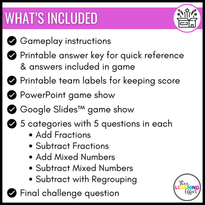 Adding and Subtracting Fractions Game Show | 5th Grade Math Test Prep Activity