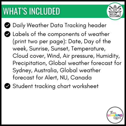 Daily Weather Tracker Data Chart | Bulletin Board Display and Log Worksheet