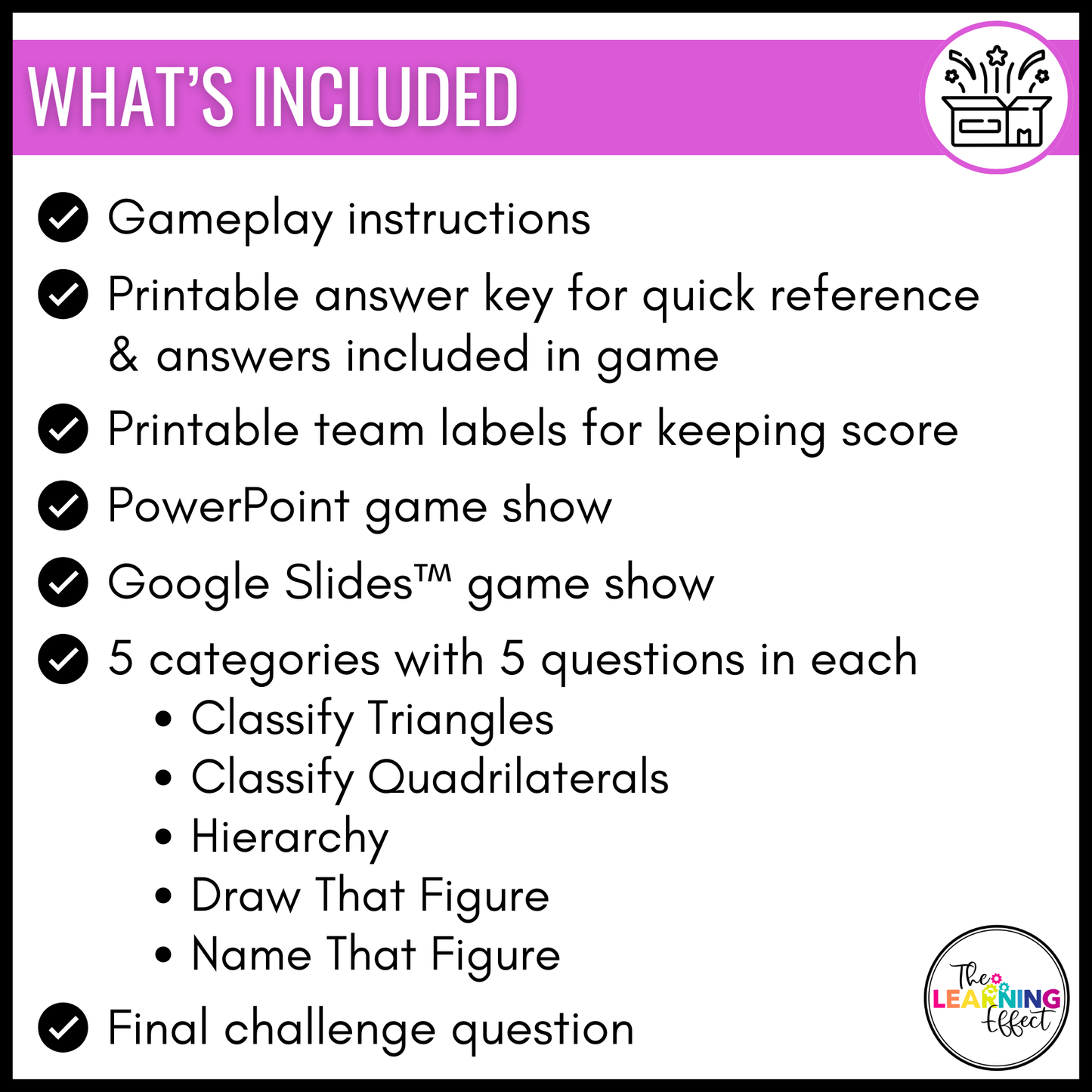 2D Shapes Geometry Game Show | 5th Grade Math Test Prep Activity