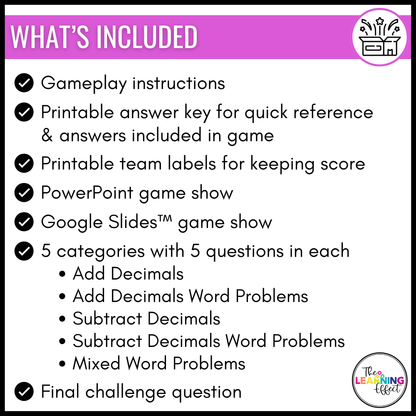 Adding and Subtracting Decimals Game Show | 5th Grade Math Test Prep Activity