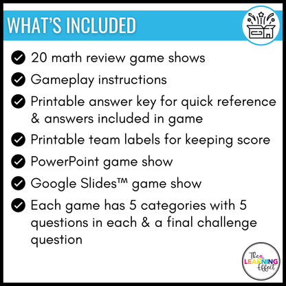 4th Grade Math Game Show BUNDLE | All Standards Test Prep Review Activities