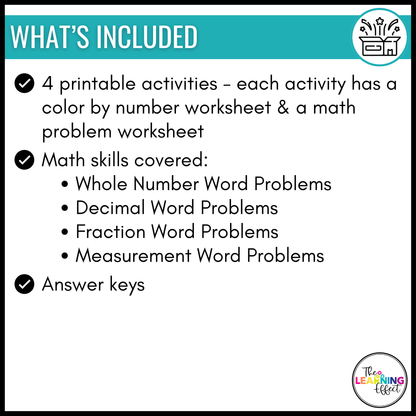 Spring Activities Mystery Picture Worksheets | Color by Number Word Problems