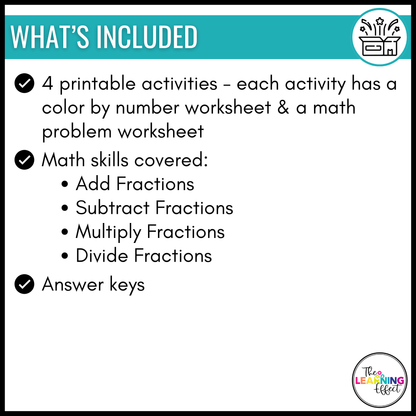 Winter Math Activities Mystery Picture Worksheets | Color by Number Fractions