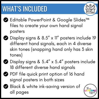 Hand Signals Editable Posters | Classroom and Behavior Management Signs