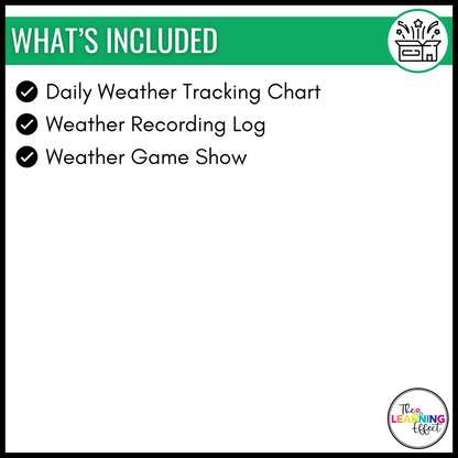 Weather Resources BUNDLE | Recording Log | Tracker Chart | Review Game Show