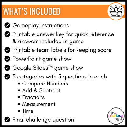 3rd Grade Math Spiral Review #1 Game Show | End of Year Test Prep Activity